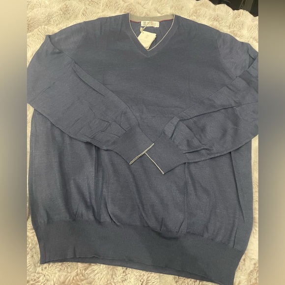 Brunello Cucinelli Cashmere V neck Sweater Size 54/XL - Picture 5 of 8